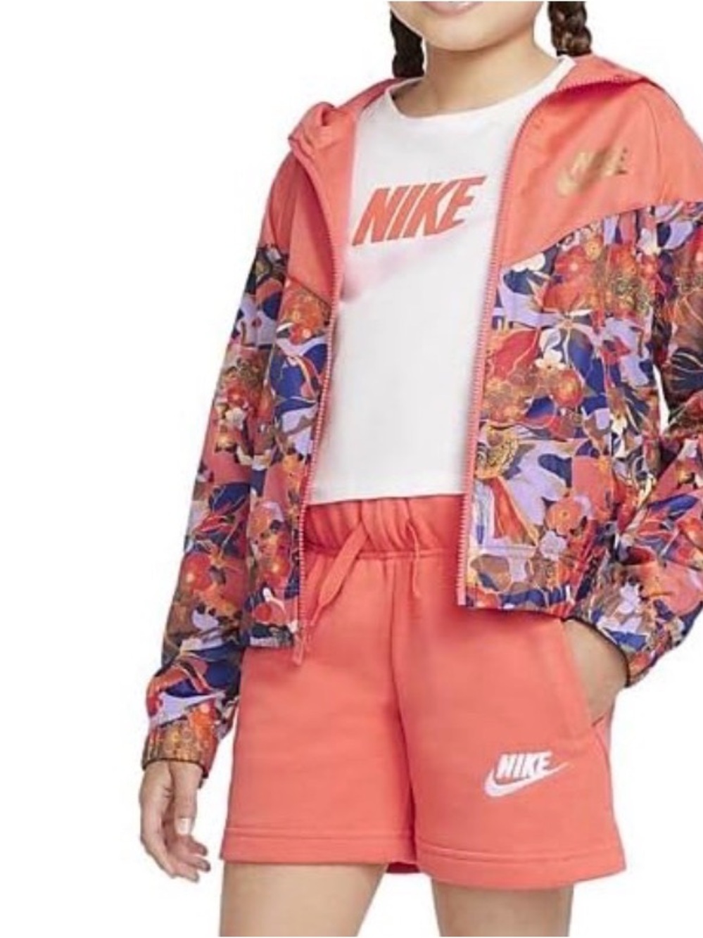 Girls, Nike, Lightweight Hooded Windbreaker SZ L